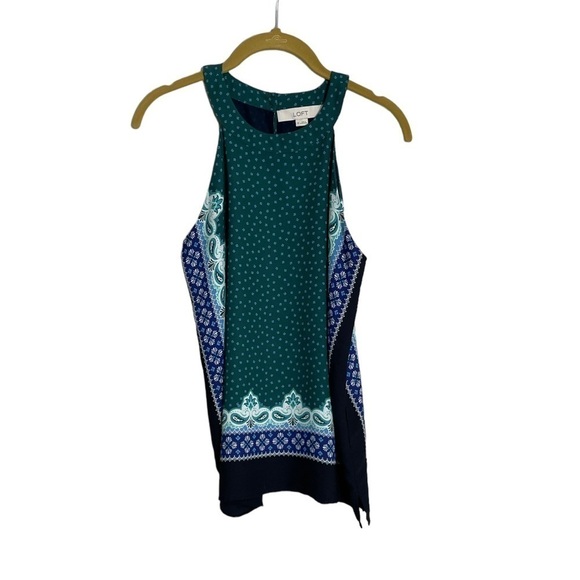 Loft Bandana Print Green Blue Tank XS - Picture 1 of 6